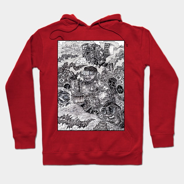 Last Stand Against The Bug Eyed Creeps Hoodie by Christopher's Doodles